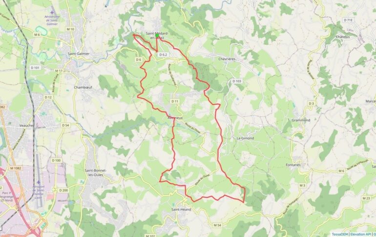 Randonnée VTT et marche au programme de ce dimanche à Saint-Médard-en-Forez 1 Parcours de la marche des Moulins à Saint-Médard-en-Forez