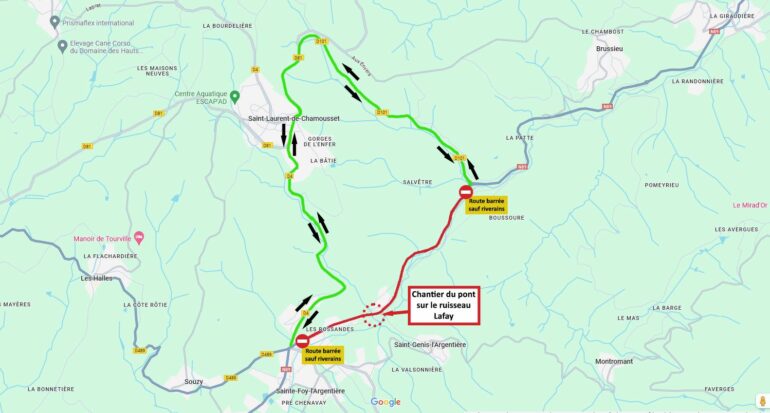 Plan déviation travaux RD389 LAFAY