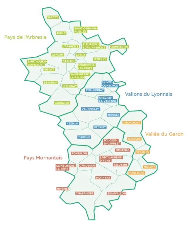 Carte du Syndicat de l'Ouest Lyonnais