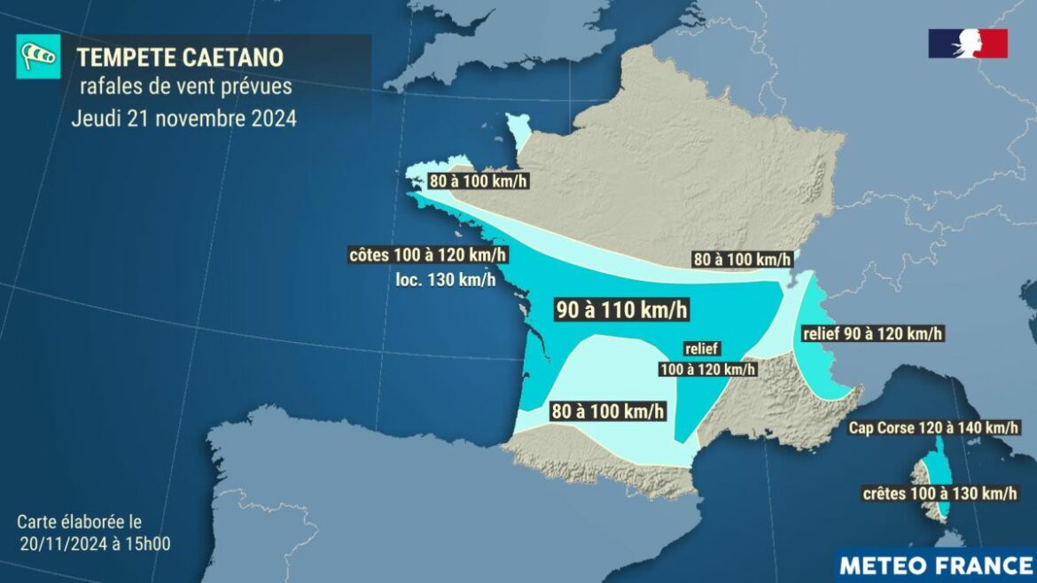 Tempête Caetano : Vents violents et épisode neigeux attendus dans la région 1 Des rafales pouvant atteindre 120 km/h sur le relief