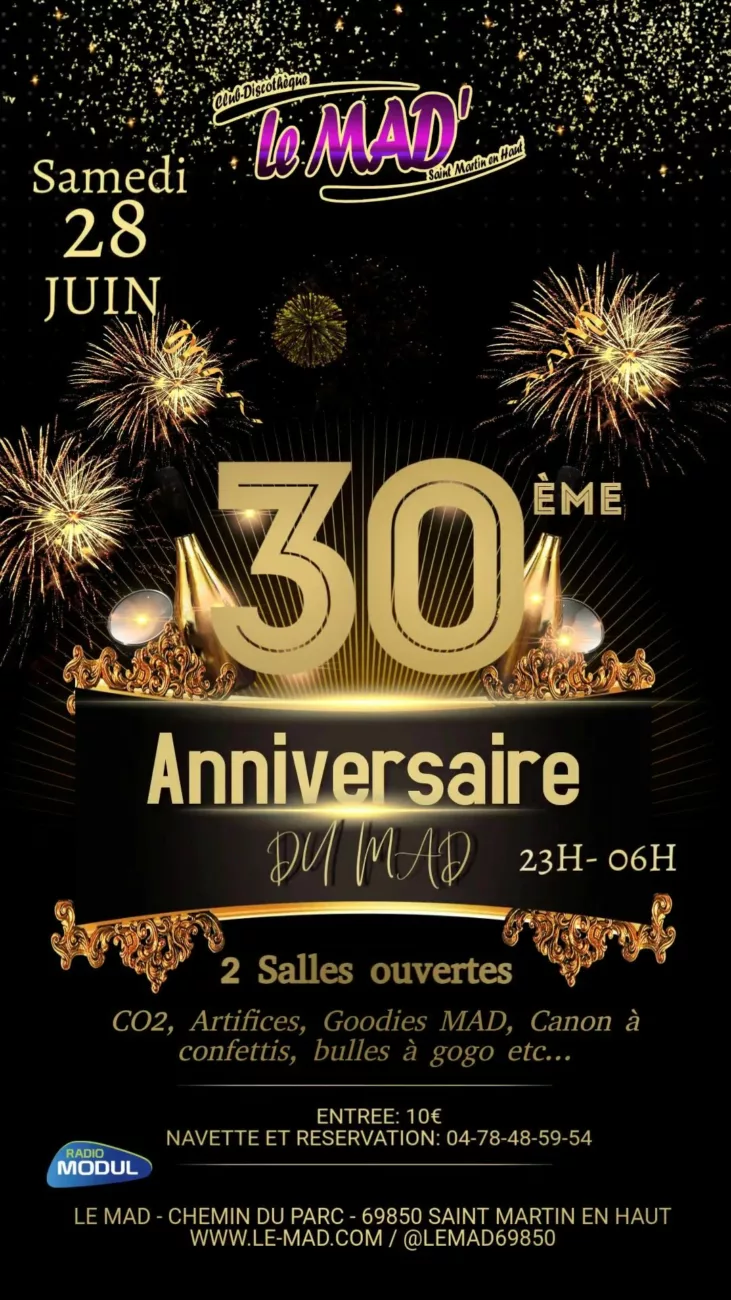 Week-end festif dans les Monts du Lyonnais : 6 événements à ne pas manquer 1 Anniversaire 30 ans du Mad