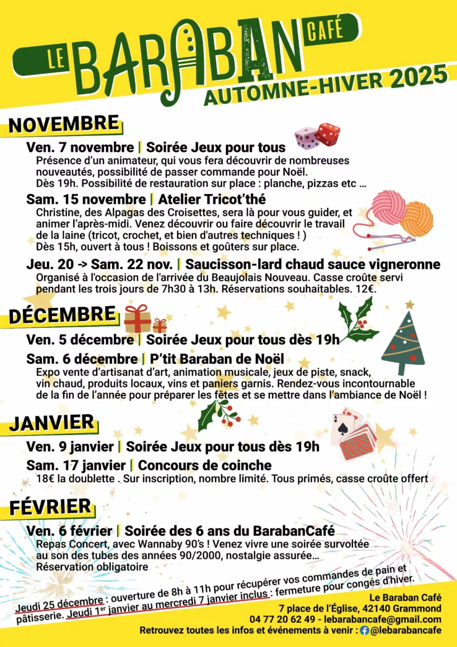 Programme Automne-Hiver 2025 Baraban Café