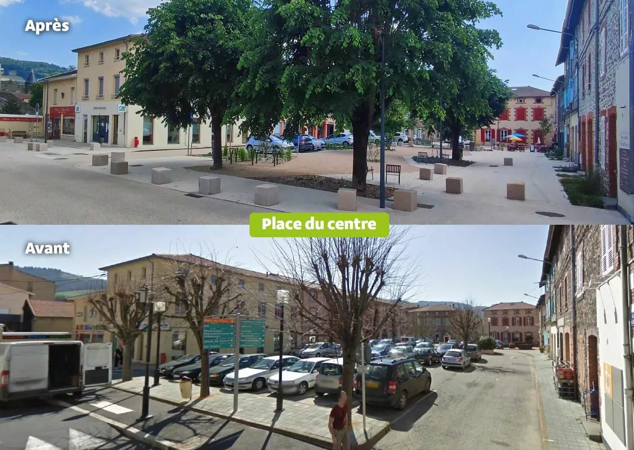 Place du centre à Sainte-Foy-l'Argentière - © CCMDL